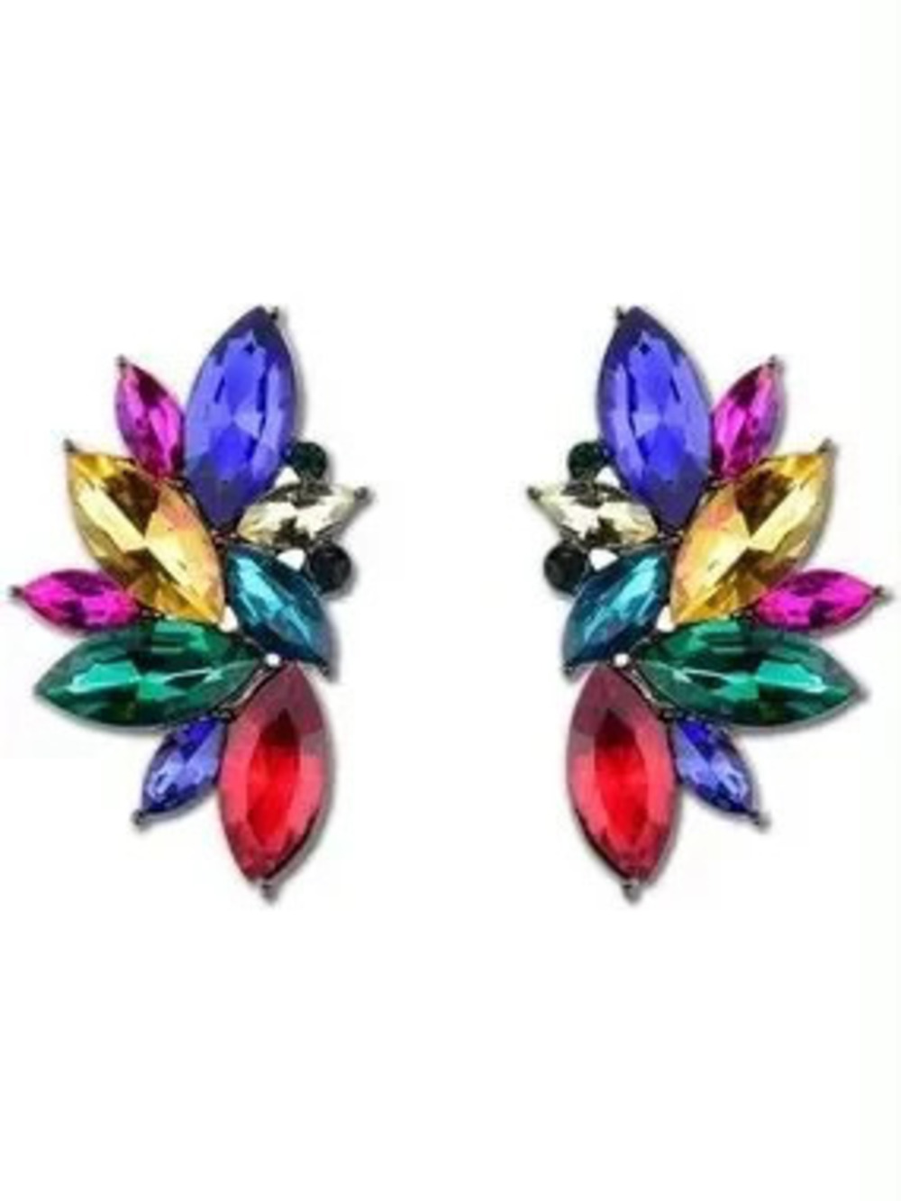 Anthropologie Multicolor Marquise Crystal Cluster Earrings